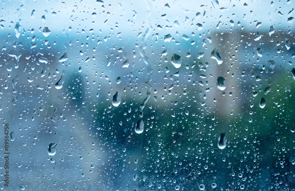 Drop of water on glass