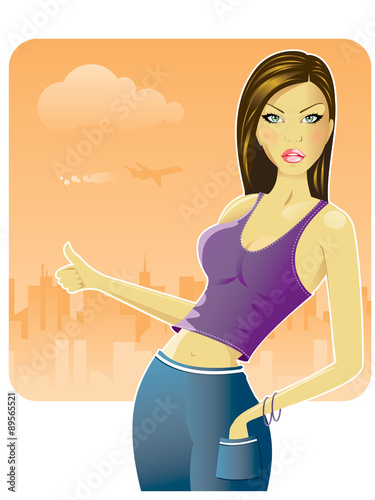 Hitchhiking girl