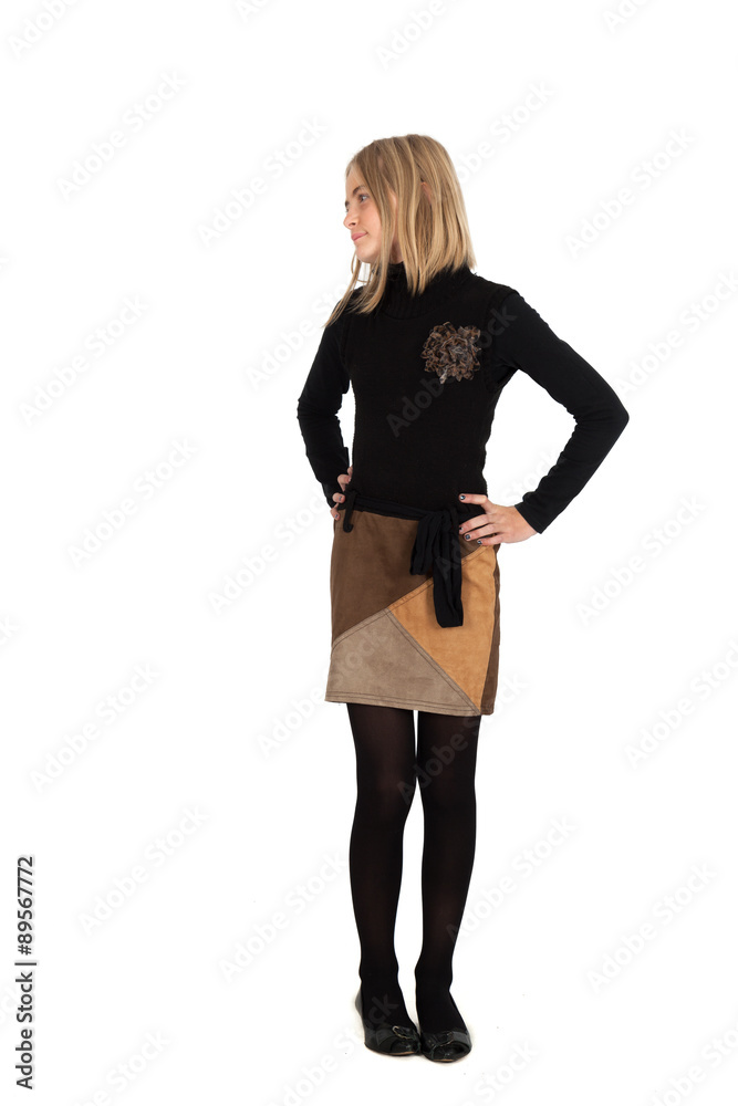 Beautiful girl doing different expressions in different sets of clothes: full length posing Beautiful girl doing different expressions in different sets of clothes: full length posing