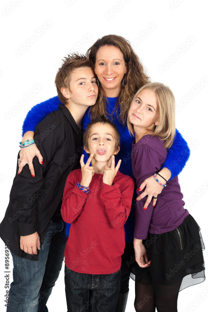 Beautiful family doing different expressions in different sets of clothes: love