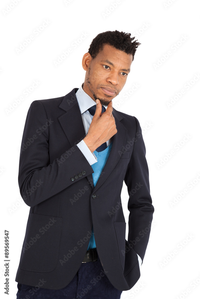 Handsome man doing different expressions in different sets of clothes: thinking Handsome man doing different expressions in different sets of clothes: thinking