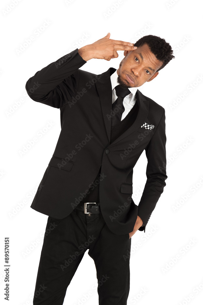Handsome man doing different expressions in different sets of clothes: committing suicide Handsome man doing different expressions in different sets of clothes: committing suicide