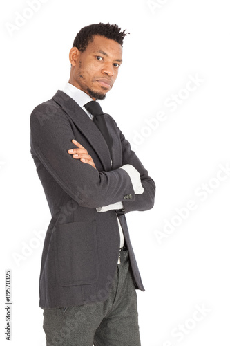 Handsome man doing different expressions in different sets of clothes: arms crossed
