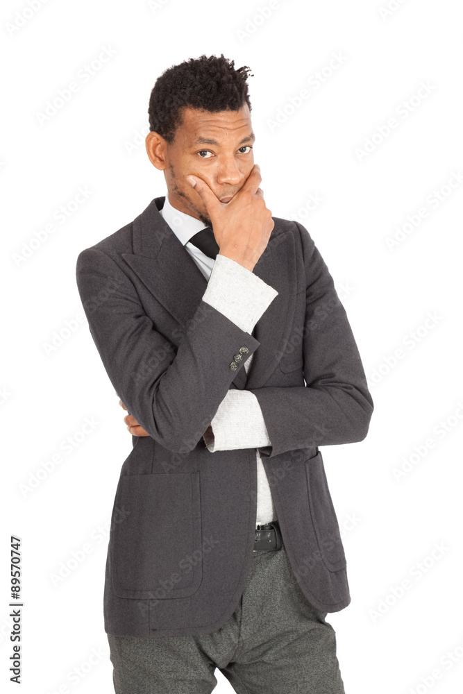 Handsome man doing different expressions in different sets of clothes: worried Handsome man doing different expressions in different sets of clothes: worried