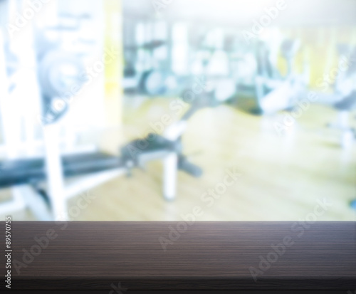 Table Top And Blur Fitness Gym of the Background