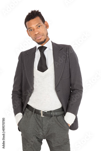 Handsome man doing different expressions in different sets of clothes: posing