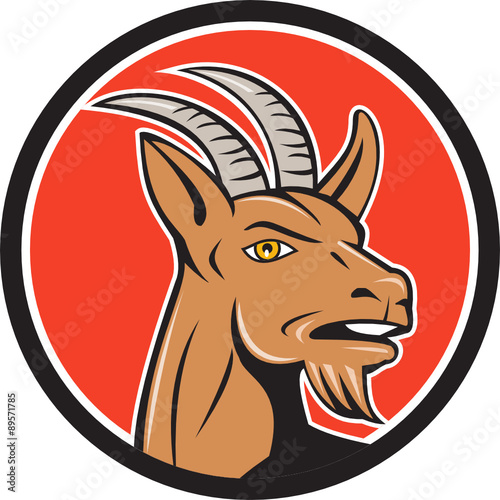 Mountain Goat Head Circle Cartoon
