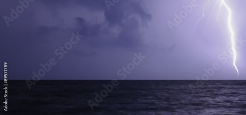 lightning by night at the beach   © depower2