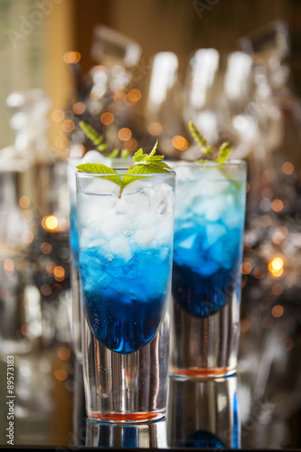 Fresh cocktail with blue curacao liquor photo