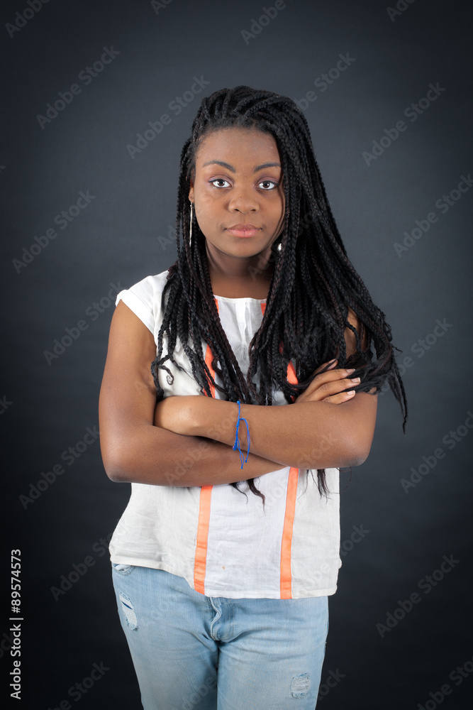 Beautiful girl doing different expressions in different sets of clothes: arms crossed Beautiful girl doing different expressions in different sets of clothes: arms crossed