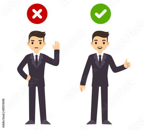 Businessman wrong and right