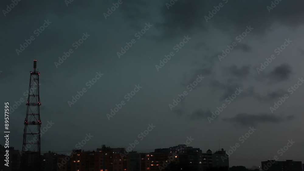 Thunderstorm over the town