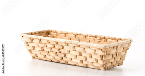 wicker basket on white background