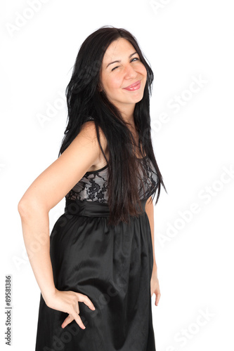 Beautiful woman doing different expressions in different sets of clothes: blinking