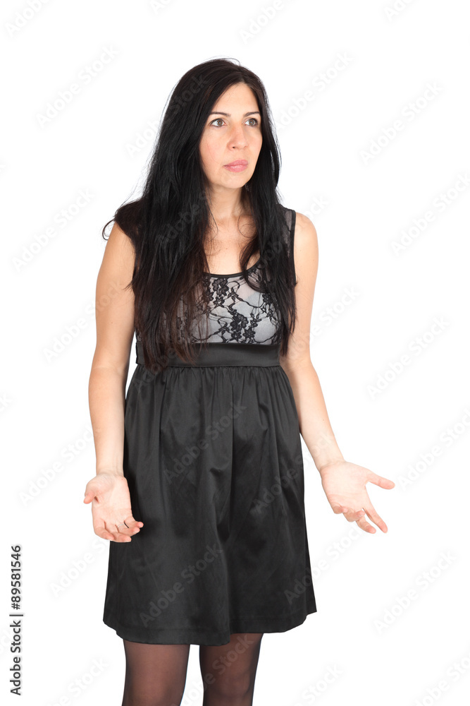 Beautiful woman doing different expressions in different sets of clothes: worried Beautiful woman doing different expressions in different sets of clothes: worried