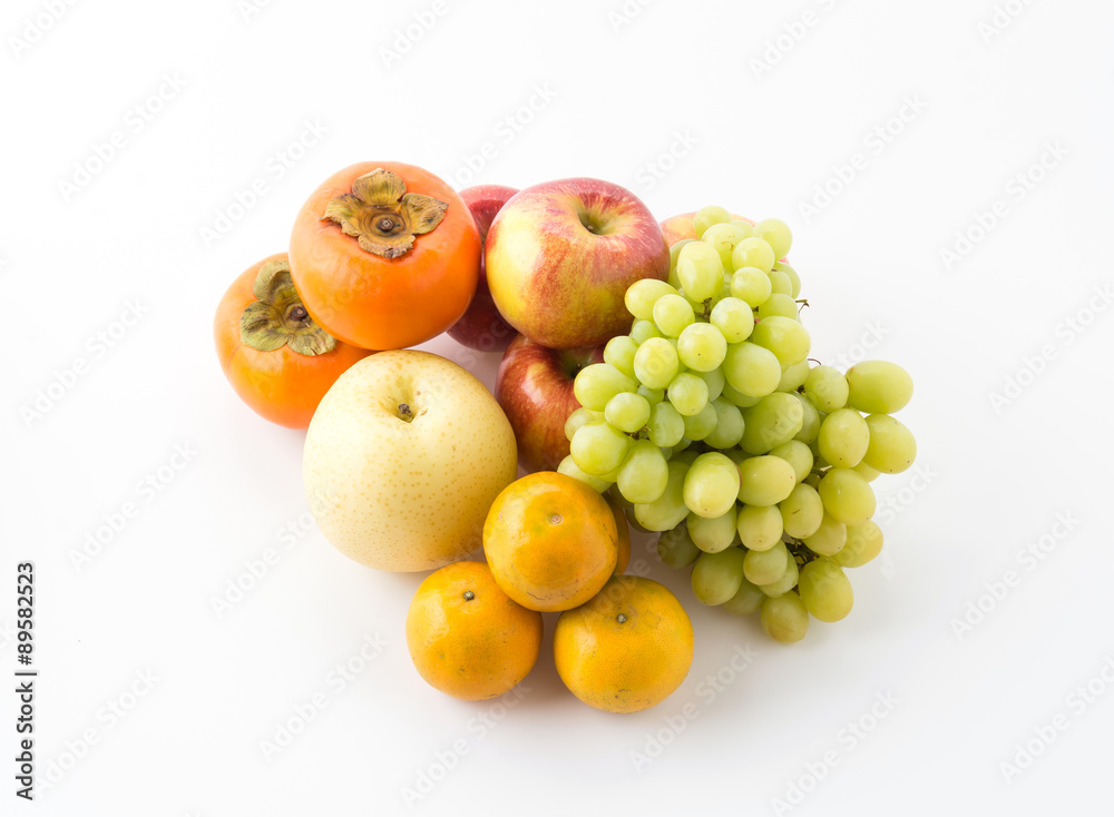 mix fruits on white background mix fruits on white background