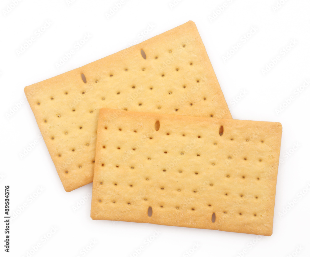 Biscuits or crackers on white background Biscuits or crackers on white background
