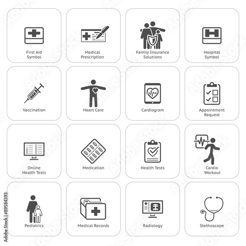 Medical & Health Care Icons Set. Flat Design.
