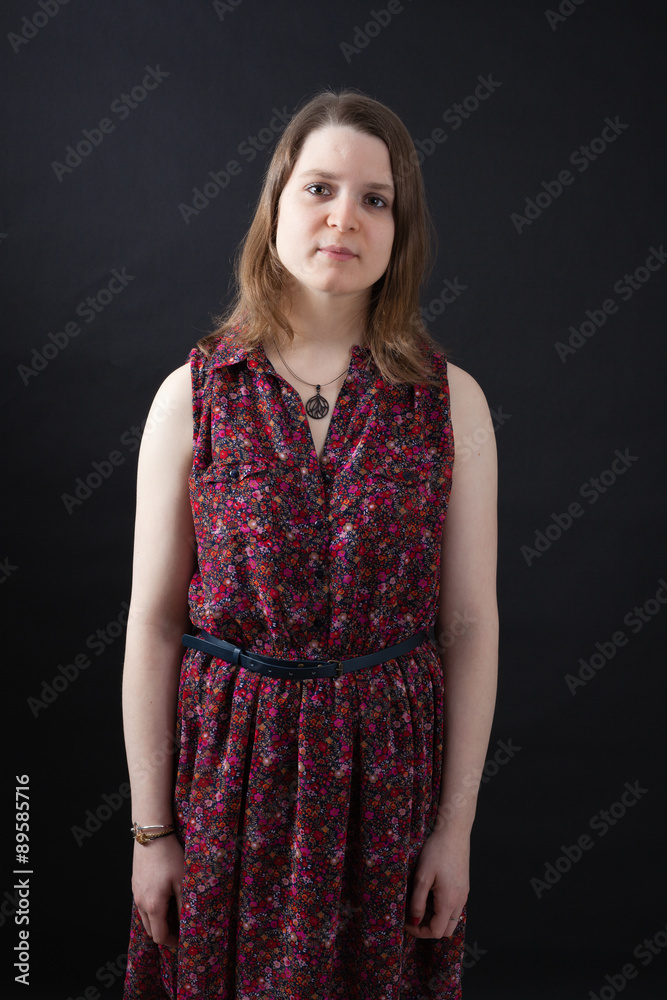 Beautiful woman doing different expressions in different sets of clothes: love Beautiful woman doing different expressions in different sets of clothes: love