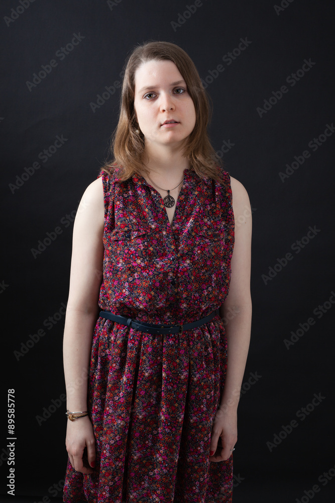 Beautiful woman doing different expressions in different sets of clothes: surprise Beautiful woman doing different expressions in different sets of clothes: surprise