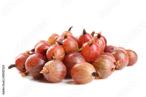 Red gooseberry isolated on white