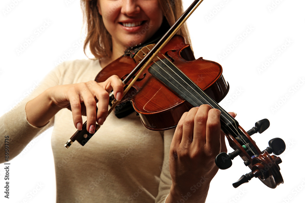 Violinist playing violin isolated on white Violinist playing violin isolated on white