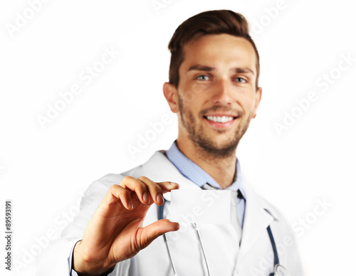 Doctor with blank badge iso...