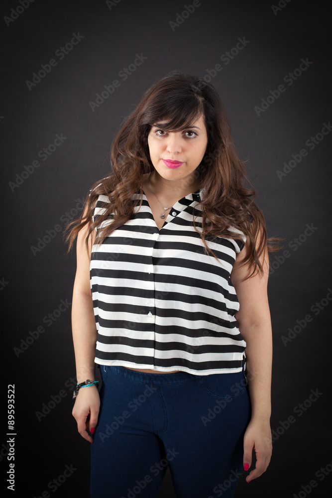 Beautiful woman doing different expressions in different sets of clothes: angry Beautiful woman doing different expressions in different sets of clothes: angry