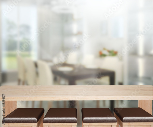 Table Top And Blur Interior Background