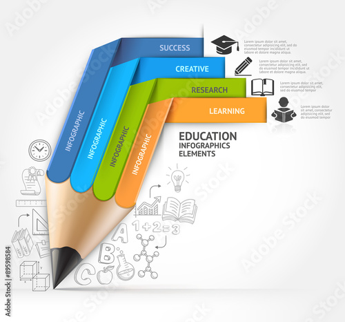 Education pencil staircase Infographics option.