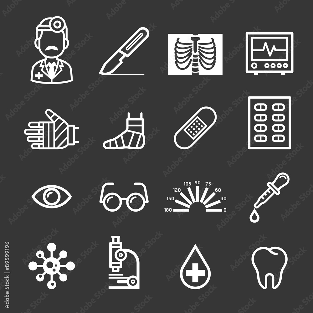 Fototapeta premium Medicine and Health icons. 