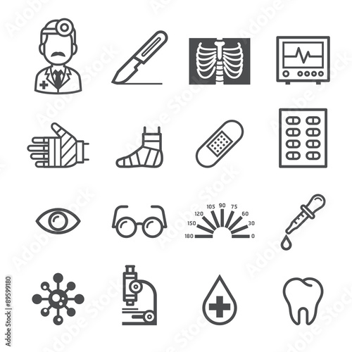 Medicine and Health icons. 