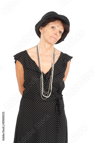 Beautiful woman doing different expressions in different sets of clothes: posing