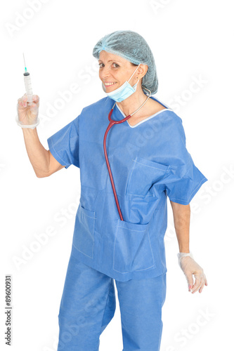 Beautiful doctor doing different expressions in different sets of clothes: posing