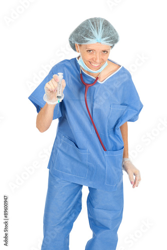 Beautiful doctor doing different expressions in different sets of clothes: posing