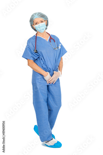 Beautiful doctor doing different expressions in different sets of clothes: posing