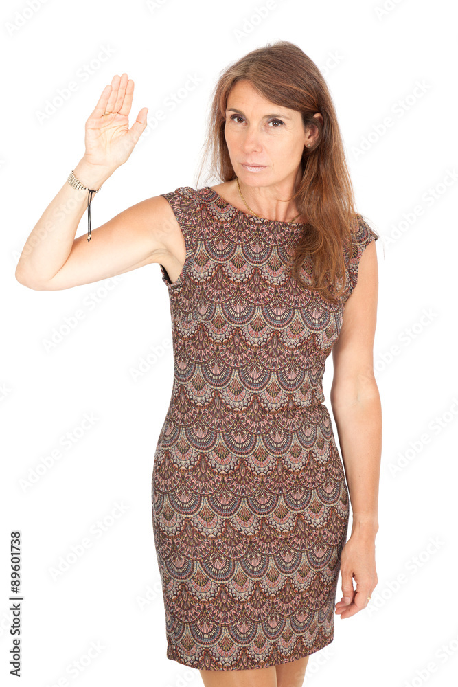 Beautiful woman doing different expressions in different sets of clothes: be careful Beautiful woman doing different expressions in different sets of clothes: be careful