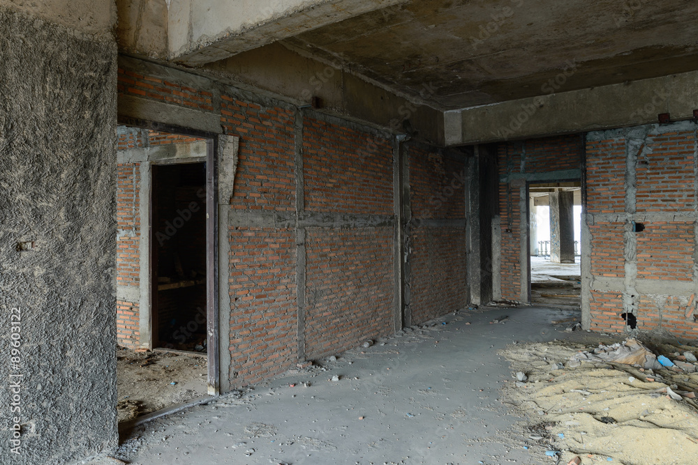Abandoned buildings interior.