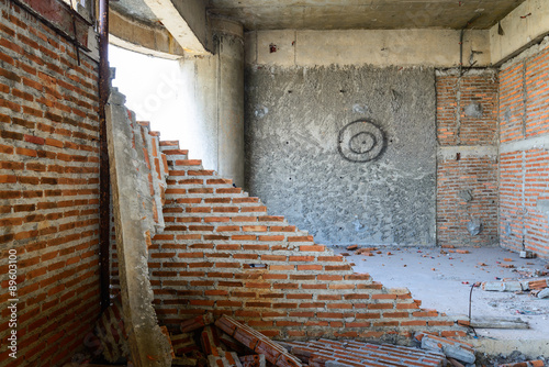 Abandoned buildings interior.