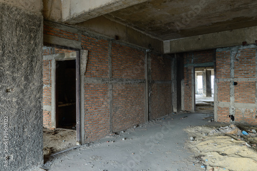 Abandoned buildings interior.