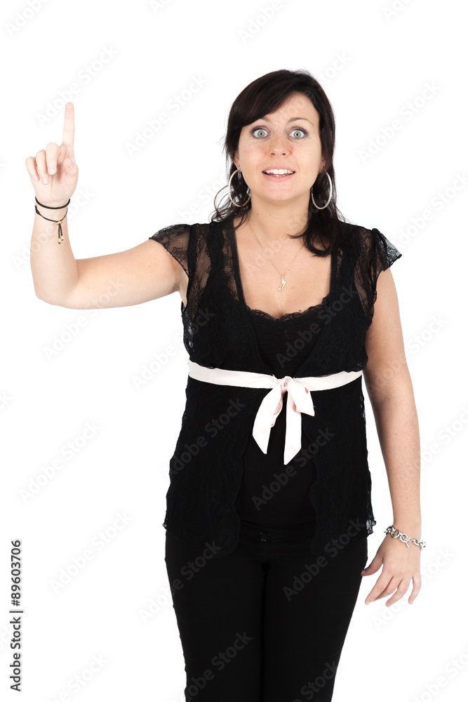 Beautiful woman doing different expressions in different sets of clothes: want to speak Beautiful woman doing different expressions in different sets of clothes: want to speak
