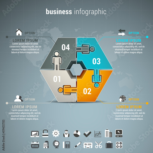 Business infographic made of puzzle.