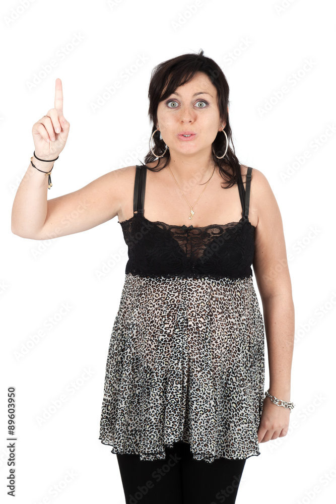 Beautiful woman doing different expressions in different sets of clothes: want to speak Beautiful woman doing different expressions in different sets of clothes: want to speak