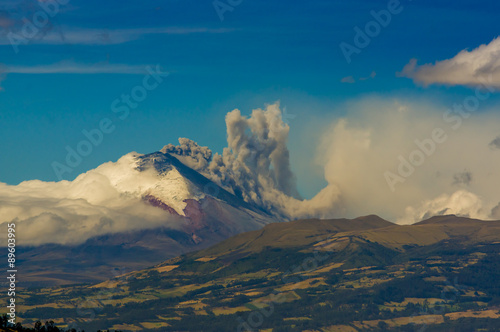 Eruption of Cotopaxi volcano in Ecuador, South America