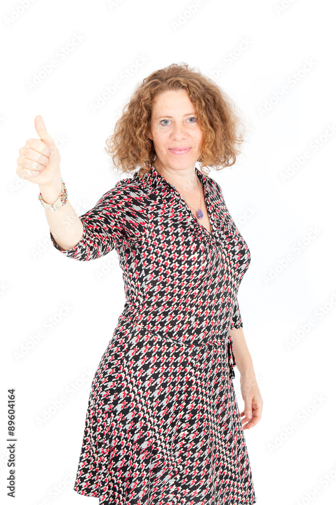 Beautiful woman doing different expressions in different sets of clothes: thumb up Beautiful woman doing different expressions in different sets of clothes: thumb up