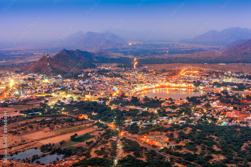Pushkar Holy City in anticipation of the night, Rajasthan, India