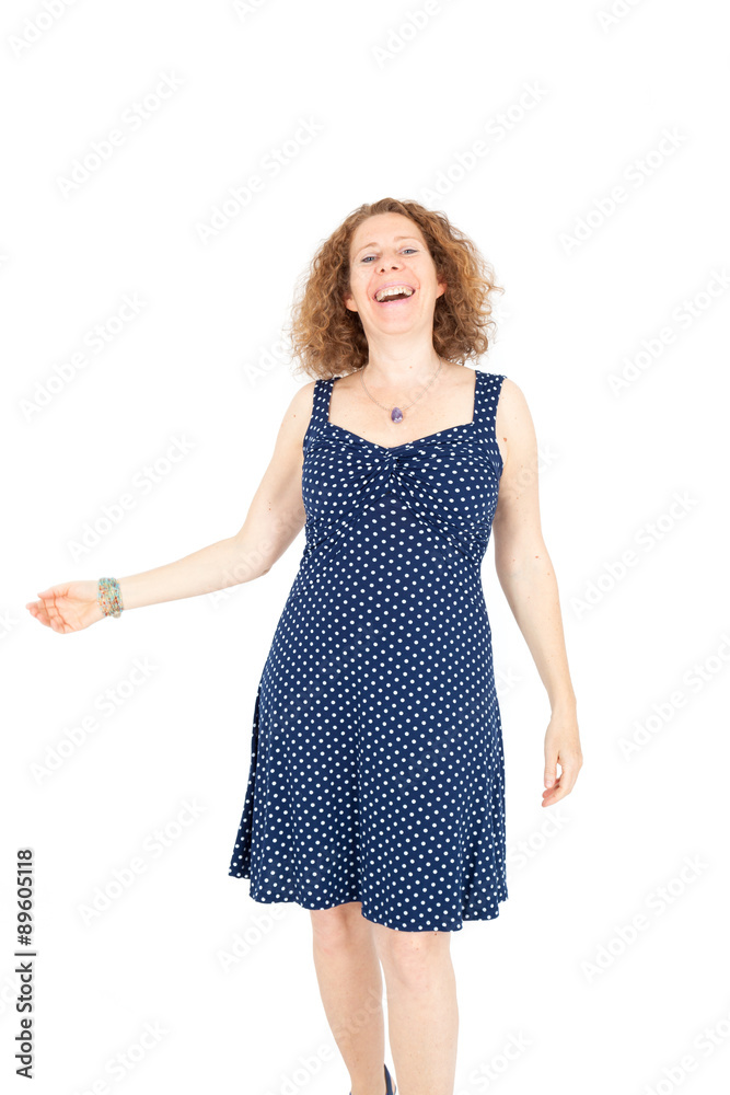 Beautiful woman doing different expressions in different sets of clothes: laughing Beautiful woman doing different expressions in different sets of clothes: laughing