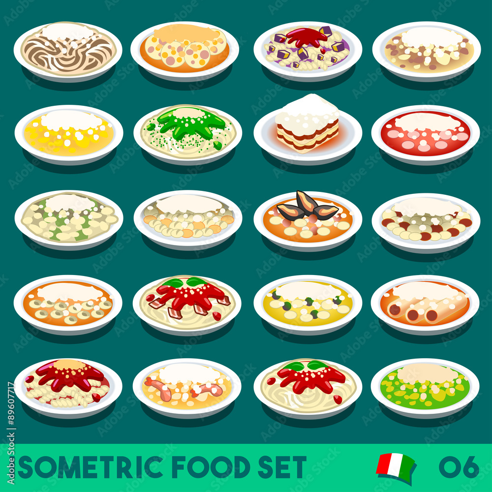 Pasta Set 06 Food Isometric