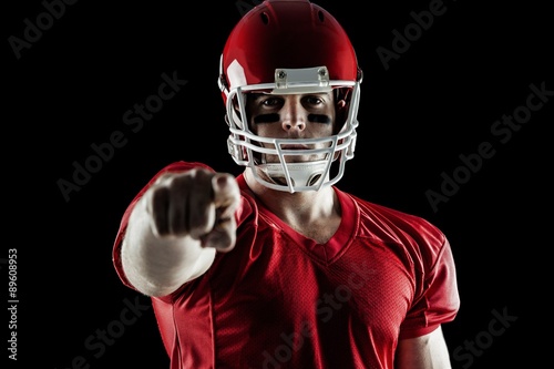 American football player pointing at camera