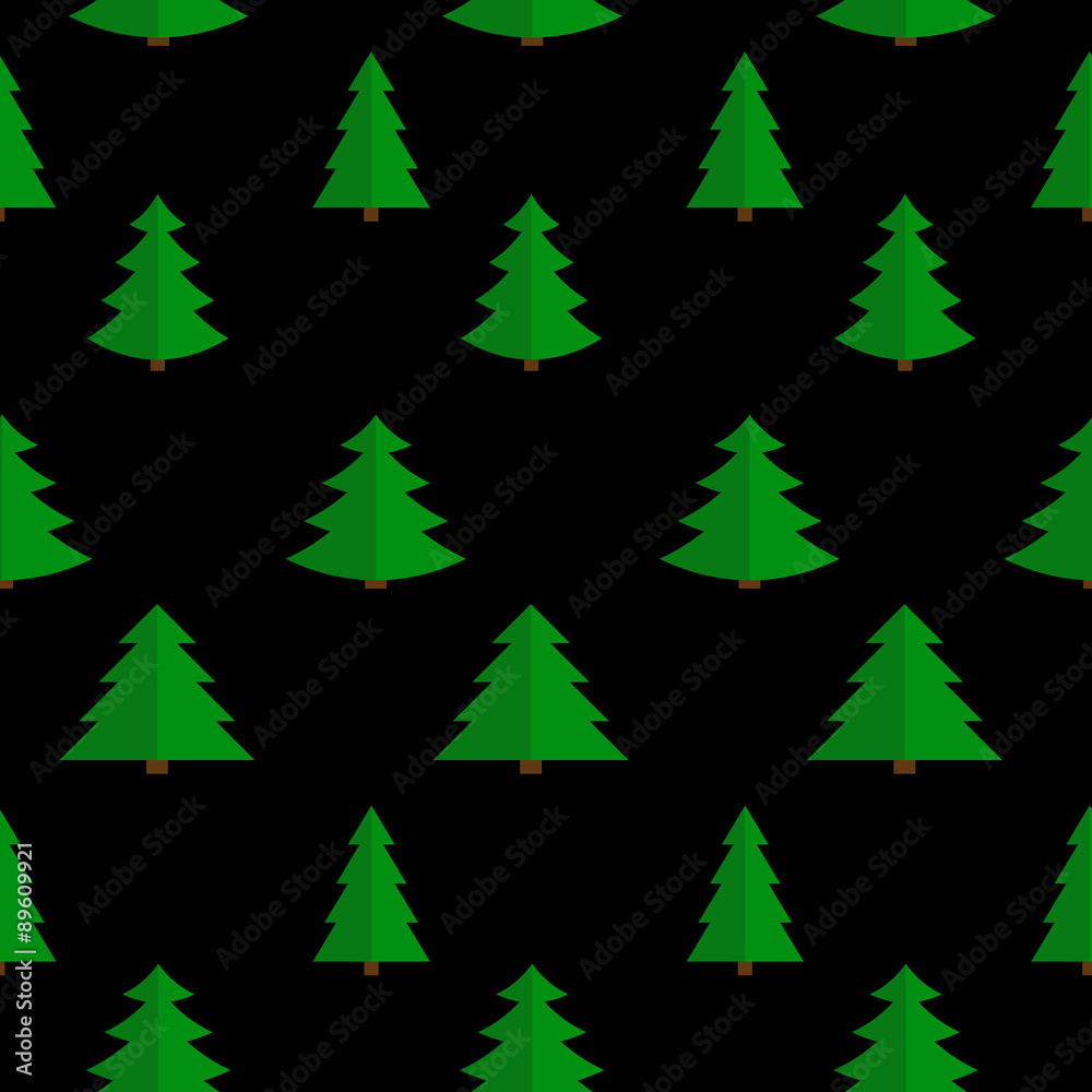 Christmas Flat Tree Seamless Pattern Background Vector Illustrat